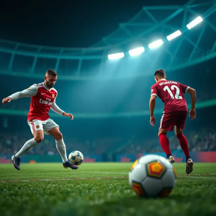 Illustration showing football betting odds with balanced advantages between two teams