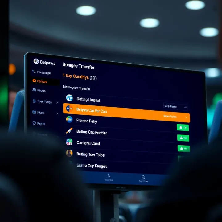 Screen showing Betpawa bonus transfer interface with highlighted options