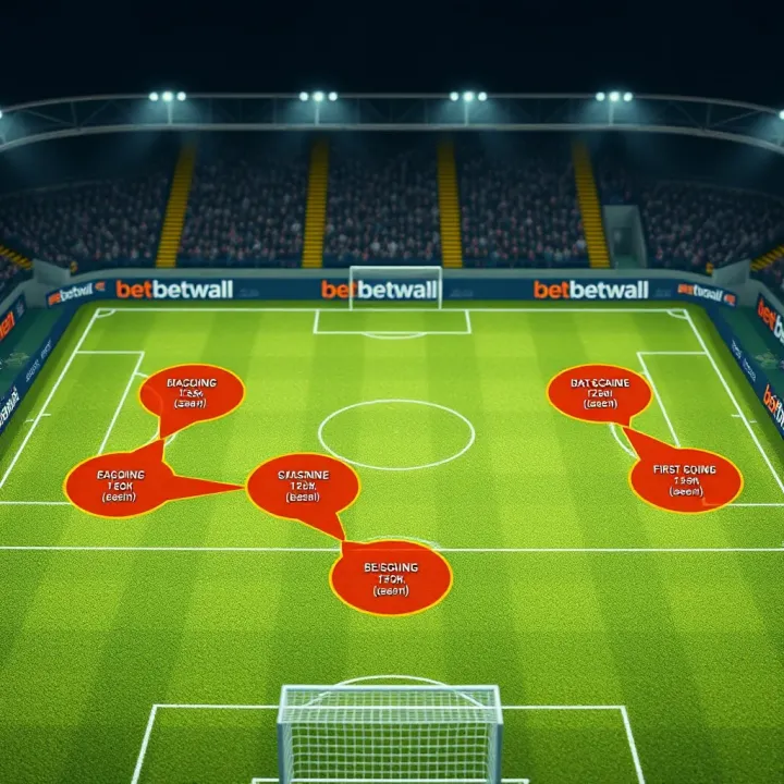 Illustration showing a football pitch with highlighted zones indicating first goalscorer positions