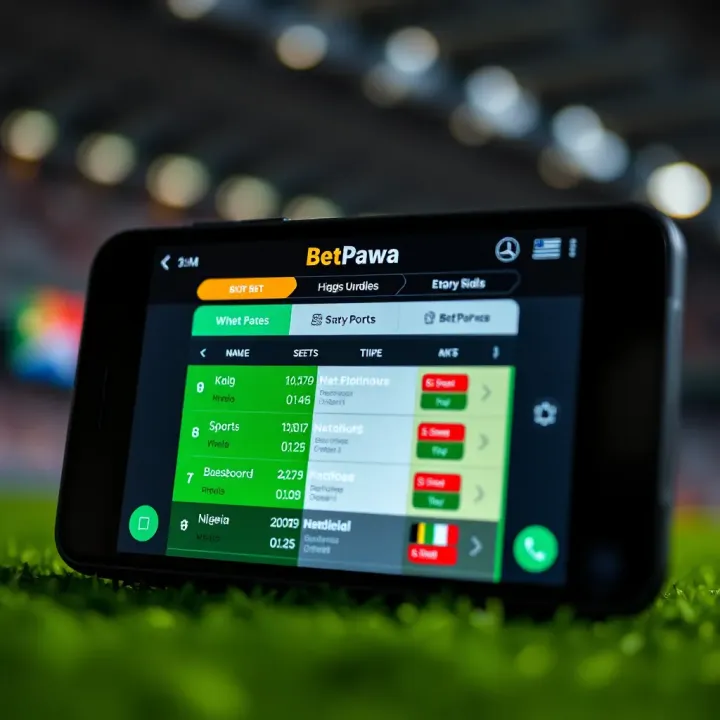 A digital interface showing sports betting odds on a mobile device with Nigerian flag colors