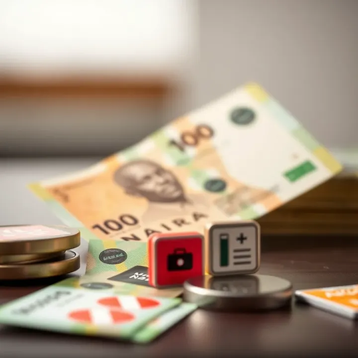 Illustration of Nigerian Naira currency notes alongside digital wallet icons