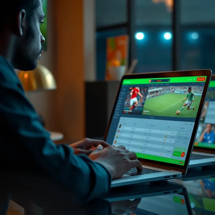 User navigating Betpawa online sports betting platform on a laptop