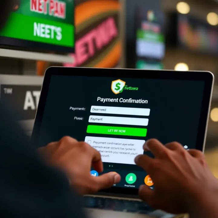 Secure online payment confirmation screen for BetPawa account funding